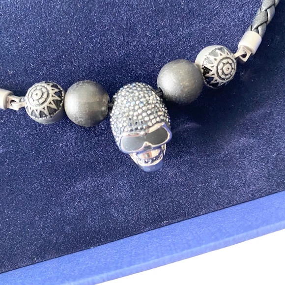 new Swarovski ㋛ Taddeo Metal Beads Crystal Skull Necklace ㋛ Jet Hematite ㋛ Black - Picture 9 of 16